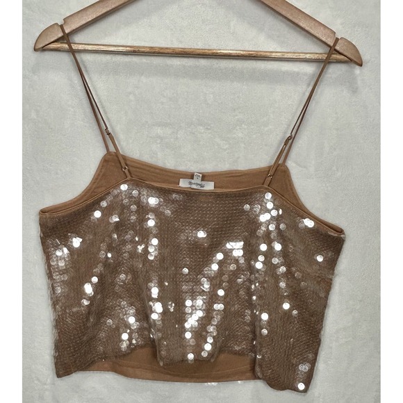 NEW Madewell Sequin‎ Cami Tank Top Womens Strappy Sparkle Square Neck Y2K Large - Picture 5 of 7